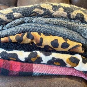 Leopard and Plaid Patterned Scarves